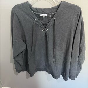 Calvin Klein Women’s Lace Up Crop Sweatshirt Gray‎ Size 2X